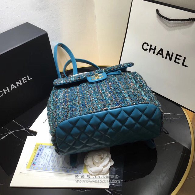 Chanel女包 Chanel最新編織紅金斜紋 91122中號 雙肩背包 呢料系列 香奈兒後背包 Chanel新款雙肩包  djc3243